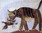 巴勃罗毕加索 - 叼着鸟的猫